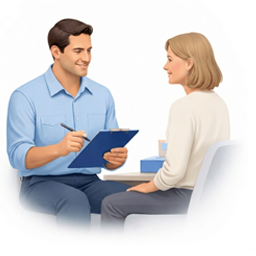 Chiropractor consulting with patient during initial health discussion